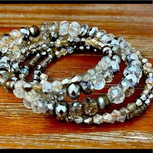 Silver & Grey Beaded Wrap Bracelet